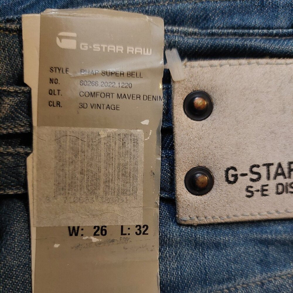 G-Star Raw SE District Super Bell Maver Denim 3D Vintage Blue Jeans Sz 26 NWT - Picture 13 of 15